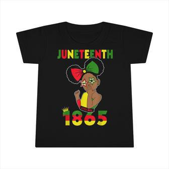 Cute Black Messy Bun Junenth Celebrating 1865 Girls Kids Infant Tshirt | Mazezy