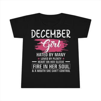 December Girl Birthday December Girl Hated By Many Loved By Plenty Heart On Her Sleeve Infant Tshirt - Seseable
