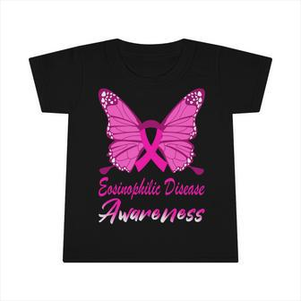 Eosinophilic Disease Awareness Butterfly Pink Ribbon Eosinophilic Disease Eosinophilic Disease Awareness Infant Tshirt - Monsterry