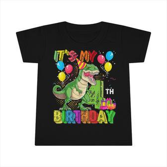 Its My 4Th Birthday Boy T Rex Dinosaur Birthday 4 Year Old Infant Tshirt - Seseable