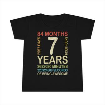 Kids 7Th Birthday 7 Years Old Vintage Retro 84 Months Boygirl Kid Infant Tshirt | Mazezy DE