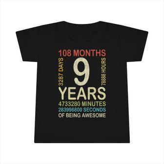 Kids 9Th Birthday 9 Years Old Vintage Retro 108 Months Boygirl Ki Infant Tshirt | Mazezy