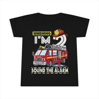 Kids Fire Truck 2Nd Birthday Boy Toddler Firefighter Infant Tshirt - Seseable