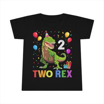 Kids Two Rex 2Nd Birthday Gift Second Dinosaur 2 Year Old Infant Tshirt - Seseable