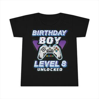 Level 8 Unlocked 2014 Bday Video Game 8Th Birthday Boy Gamer Infant Tshirt - Seseable
