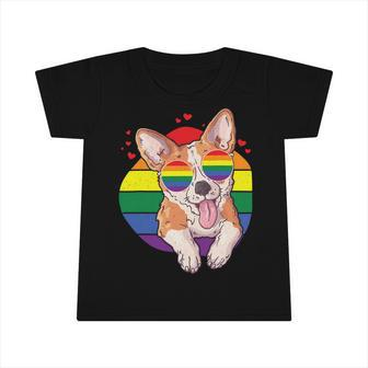 Lgbt Corgi Dog Lover Shirt Gay Pride Rainbow Sunglasses Infant Tshirt - Monsterry