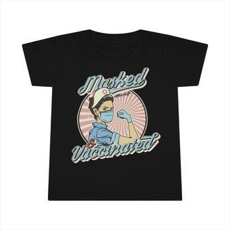 Masked And Vaccinated - Educated Vaccinated Caffeinated Dedicated Vintage Nurse Life Infant Tshirt | Favorety