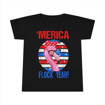 Merica Flock Yeah Funny Flamingo 4Th Of July Women Kid Infant Tshirt - Seseable