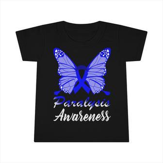 Paralysis Awareness Butterfly Blue Ribbon Paralysis Paralysis Awareness Infant Tshirt - Monsterry
