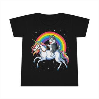 Siberian Husky Unicorn Tee Girls Space Galaxy Rainbow Infant Tshirt - Monsterry