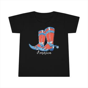 Usa America Fourth Of July Patriotic Country Cowboy Boots Infant Tshirt | Mazezy