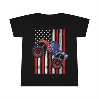 Usa American Flag Monster Truck 4Th Of July Patriotic Boy Infant Tshirt - Seseable