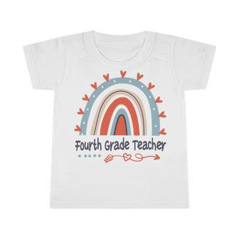 Fourth Grade Teacher Funny Boho Rainbow Back To School T-Shirt Infant Tshirt - Seseable