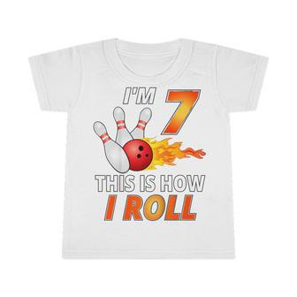 Kids Bowling Birthday 7 Year Old Boy Funny Bowler Girl Kids Infant Tshirt - Seseable