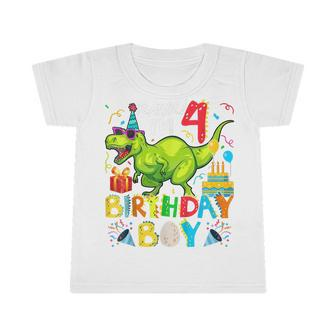 Kids Rawr Im 4Th Birthday Boy Dinosaur T-Rex 4 Years Old Infant Tshirt - Seseable
