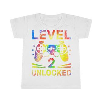 Kids Tie Dye Level 2 Unlocked Gamer 2 Year Old 2Nd Birthday Infant Tshirt - Seseable