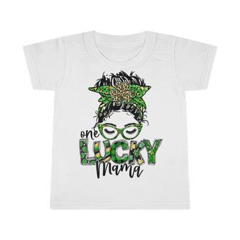 One Lucky Mama St Patricks Day Leopard Messy Bun Infant Tshirt | Favorety DE