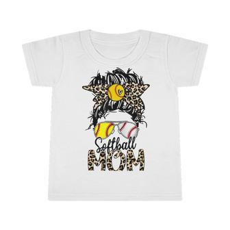 Softball Mom Messy Bun Leopard Glasses Bandana Mothers Day Infant Tshirt | Favorety DE