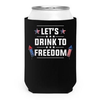 Lets Drink To Freedom Firework Patriotic 4Th Of July Can Cooler - Seseable