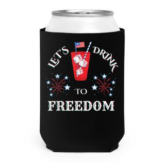 Lets Drink To Freedom Firework Patriotic 4Th Of July Can Cooler - Seseable