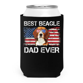 Mens Best Beagle Dad Ever American Flag Fathers Day 4Th Of July Can Cooler - Seseable