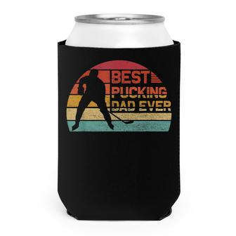 Mens Best Pucking Dad Ever - Funny Fathers Day Hockey Pun Can Cooler - Seseable