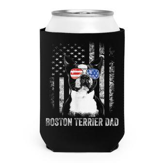 Mens Boston Terrier Dad American Flag 4Th Of July Dog Fathers Day Can Cooler - Seseable