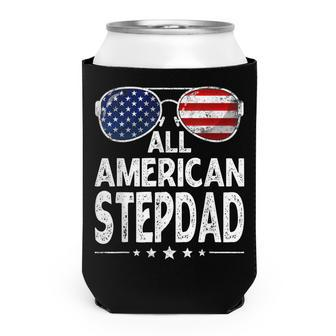 Mens Retro Fathers Day Family All American Stepdad 4Th Of July Can Cooler - Seseable