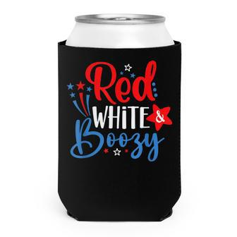 Red White And Boozy 4Th Of July Funny Drinking Party Can Cooler - Seseable