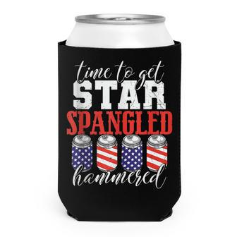 Time To Get Star Spangled Hammered - Funny July 4Th Drinking Can Cooler - Seseable