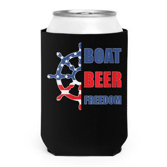 Womens Boat Beer Freedom Nautical Boating 4Th Of July Boaters Can Cooler - Seseable