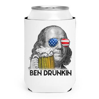 Ben Drankin Drunking Funny 4Th Of July Beer Men Woman V3 Can Cooler - Seseable