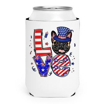 Love French Bulldog Patriotic 4Th Of July Can Cooler - Seseable