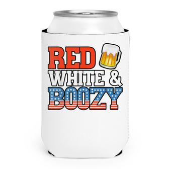 Red White And Boozy Funny 4Th Of July Drinking Crew Party Can Cooler - Seseable