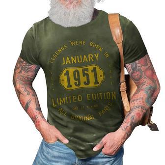 1951 January Birthday Gift 1951 January Limited Edition 3D Print Casual Tshirt - Seseable