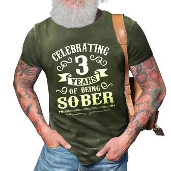 3 Years Sober Sobriety Gift 3D Print Casual Tshirt | Mazezy