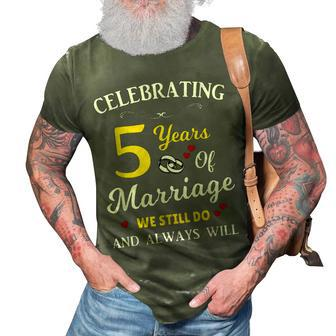 5Th Year Wedding Anniversary V2 3D Print Casual Tshirt - Seseable