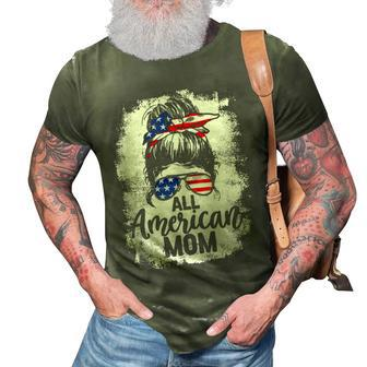 All American Mom 4Th Of July Messy Bun Merica Patriotic 3D Print Casual Tshirt - Seseable