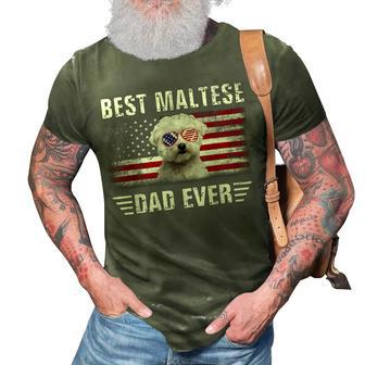 American Flag Best Maltese Dad Ever Dog Dad 3D Print Casual Tshirt - Monsterry