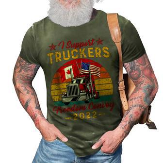 American Flag Canada Flag Freedom Convoy 2022 Trucker Driver V3 3D Print Casual Tshirt - Seseable
