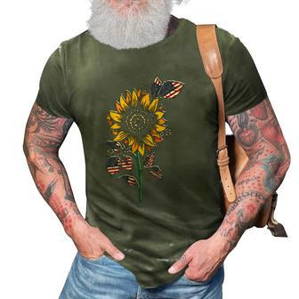 American Flag Sunflower Design Patriotic Usa Flag Sunflower 3D Print Casual Tshirt | Mazezy