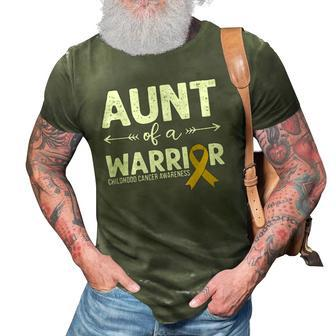 Aunt Of A Warrior - Golden Ribbon Childhood Cancer Awareness 3D Print Casual Tshirt | Mazezy