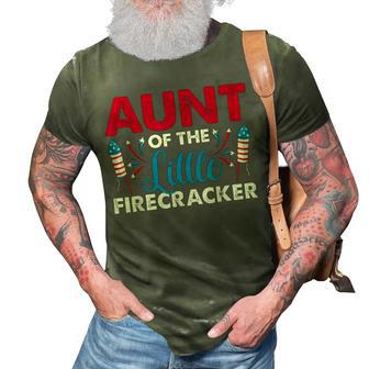 Aunt Of The Little Firecracker 4Th Of July Birthday Party 3D Print Casual Tshirt - Seseable