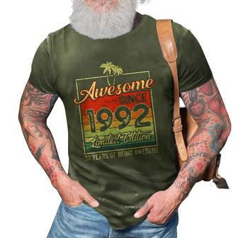 Awesome Since 1992 30Th Birthday Gifts 30 Years Old Vintage 3D Print Casual Tshirt | Mazezy