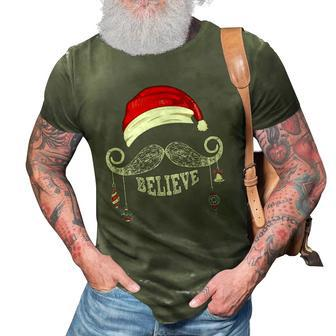 Believe Christmas Santa Mustache With Ornaments - Believe 3D Print Casual Tshirt | Mazezy UK