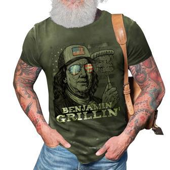Benjamin Grilling Ben Franklin 4Th Of July Usa Bbq Men 3D Print Casual Tshirt - Seseable