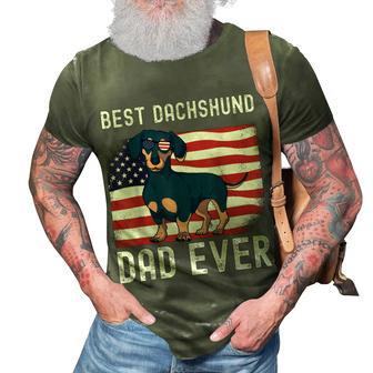 Best Dachshund Dad Ever American Flag 4Th Of July Weiner Dog 3D Print Casual Tshirt - Seseable
