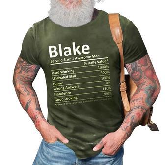 Blake Nutrition Funny Birthday Personalized Name Gift Idea 3D Print Casual Tshirt | Mazezy