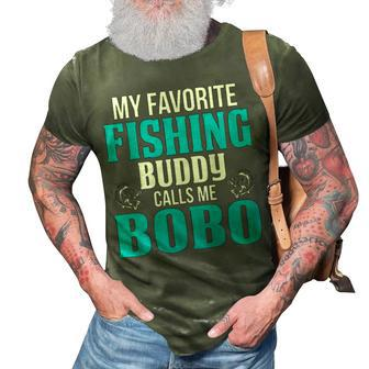 Bobo Grandpa Fishing Gift My Favorite Fishing Buddy Calls Me Bobo 3D Print Casual Tshirt - Seseable