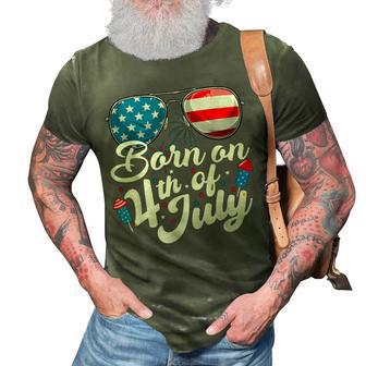Born On 4Th Of July Birthday Sunglasses Fireworks Patriotic 3D Print Casual Tshirt - Seseable